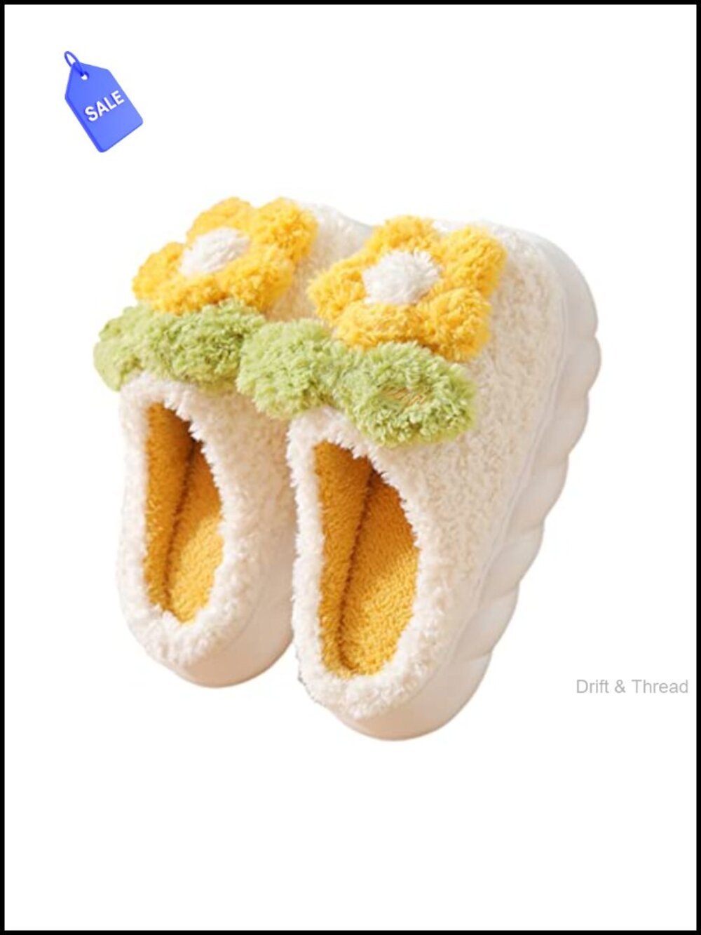 Unisex Plush Floral Slippers Thick Bottom Non-Slip Indoor Warm